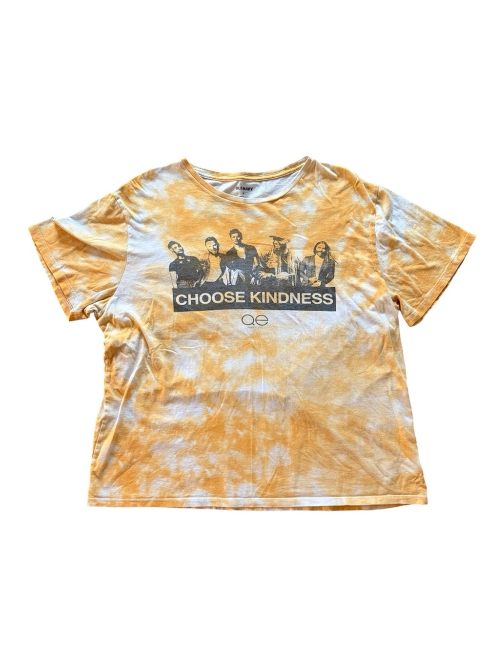 Old Navy Queer Eye Choose Kindness Cotton Yellow & White Tie-Dye Tee XL
